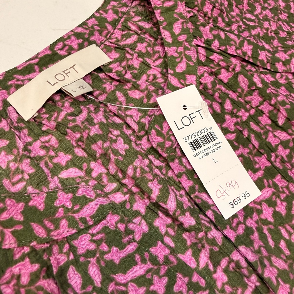 NWT Loft Floral Billow Sleeve Blouse - Large - Picture 6 of 10